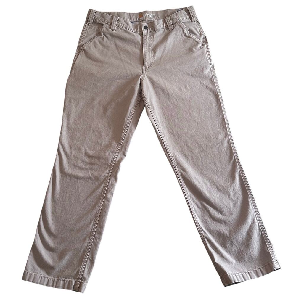 Carhart Men's Relaxed Fit 36x32 Khaki Pants 98% Cotton Work Pants Chinos